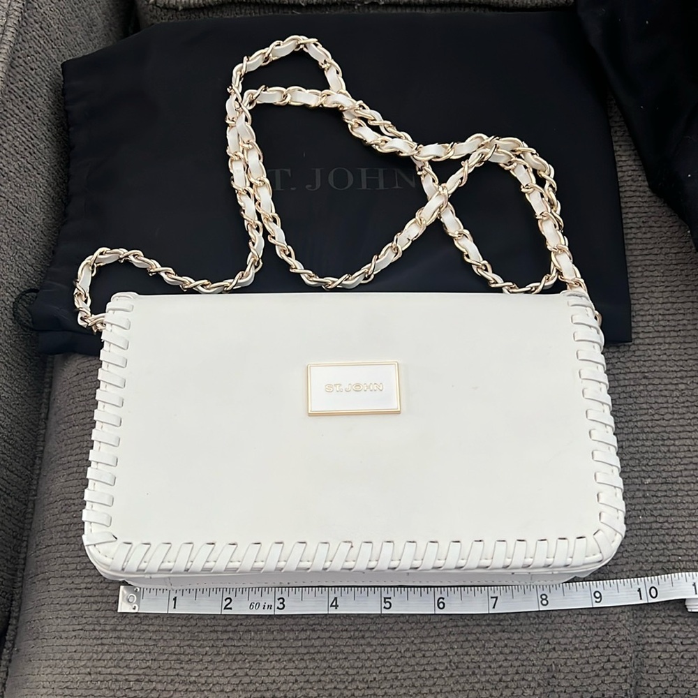 St. John Knits white crossbody bag